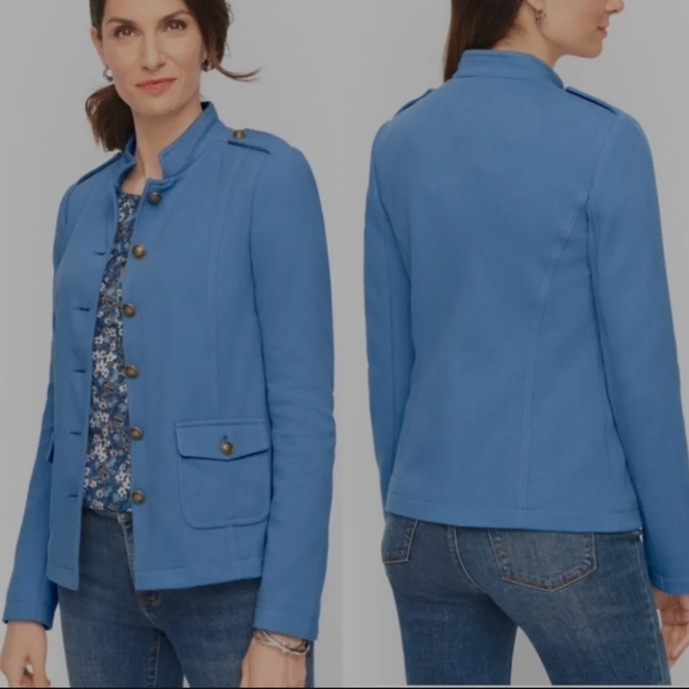 Talbots Knit Band Jacket Eggplant - Picture 8 of 16